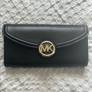Michael Kors Black Fulton Flap Leather Wallet